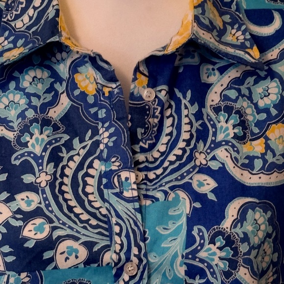 Ruby Rd. Blue and Turquoise Paisley Button-Down Shirt - Picture 3 of 12